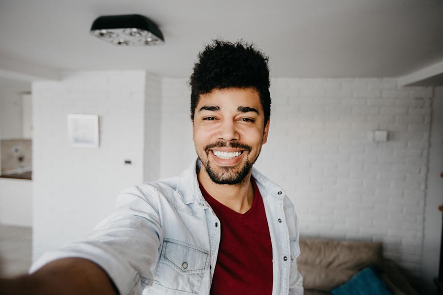 Young man smiling