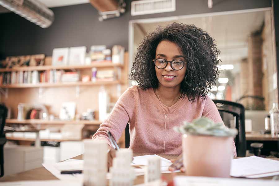 Woman organizing