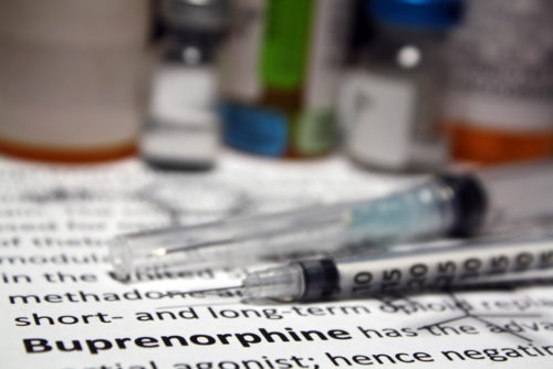 A syringe on a document labeled Buprenorphine