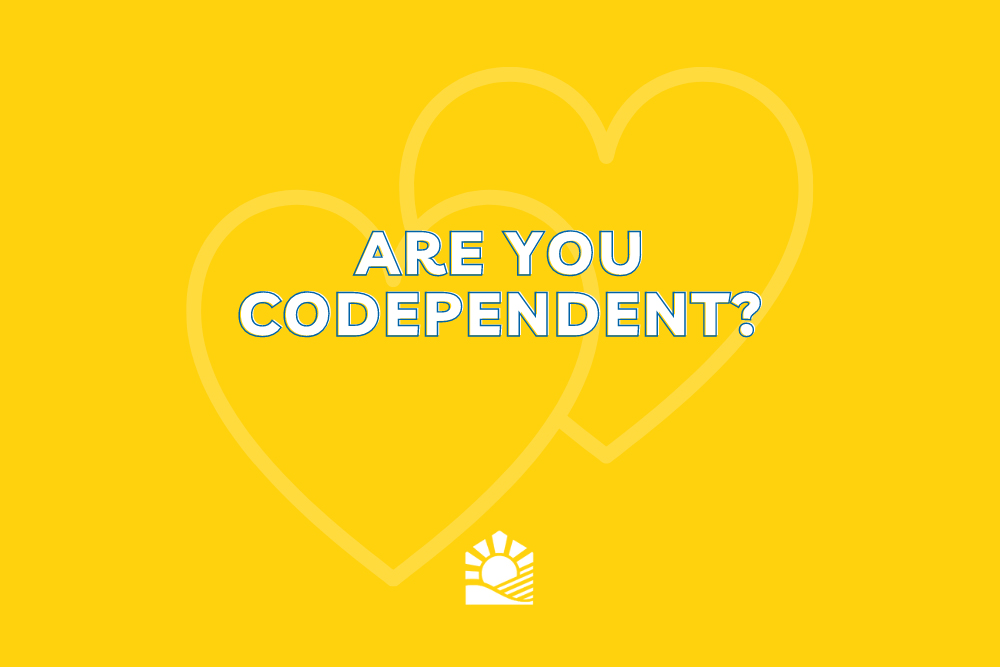 A yellow graphic with the phrase 'Are you codependent' and the Beach House logo in white.