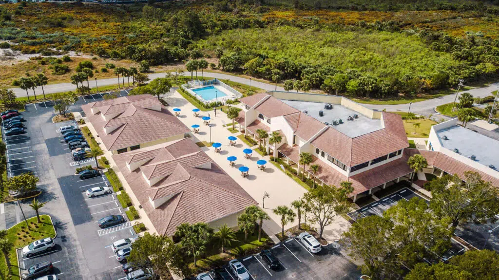 Aerial View of Florida beach resort.