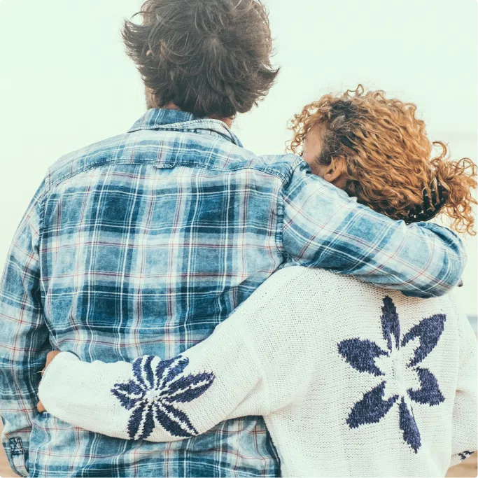 Couple embracing on a beach