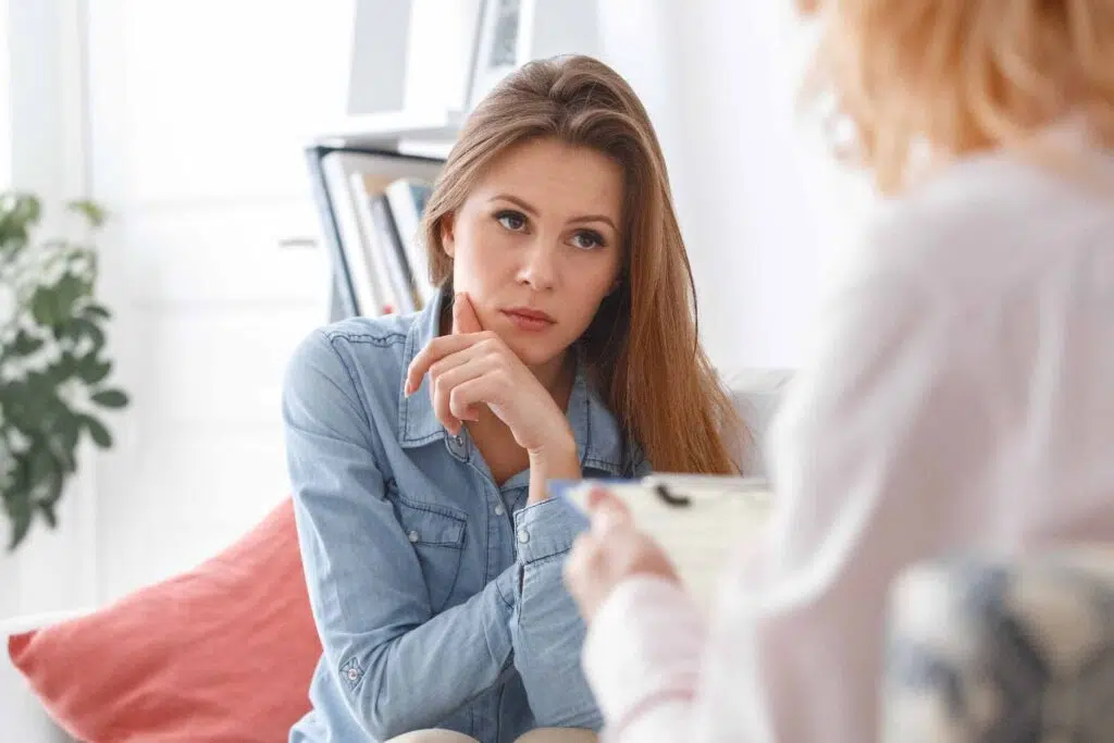 Young woman working with a therapist