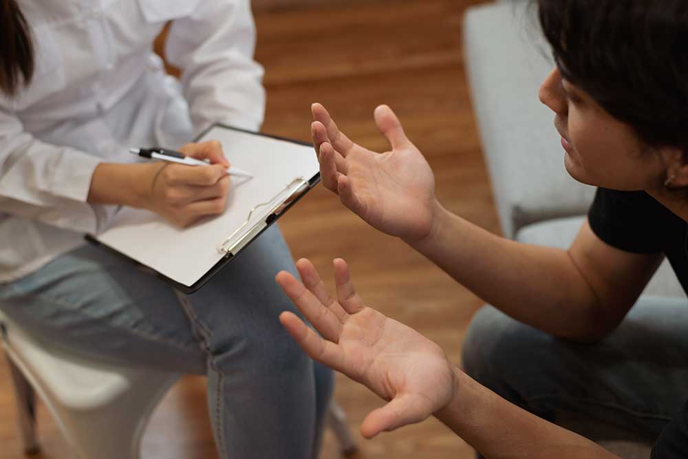 Close up of therapist and patient