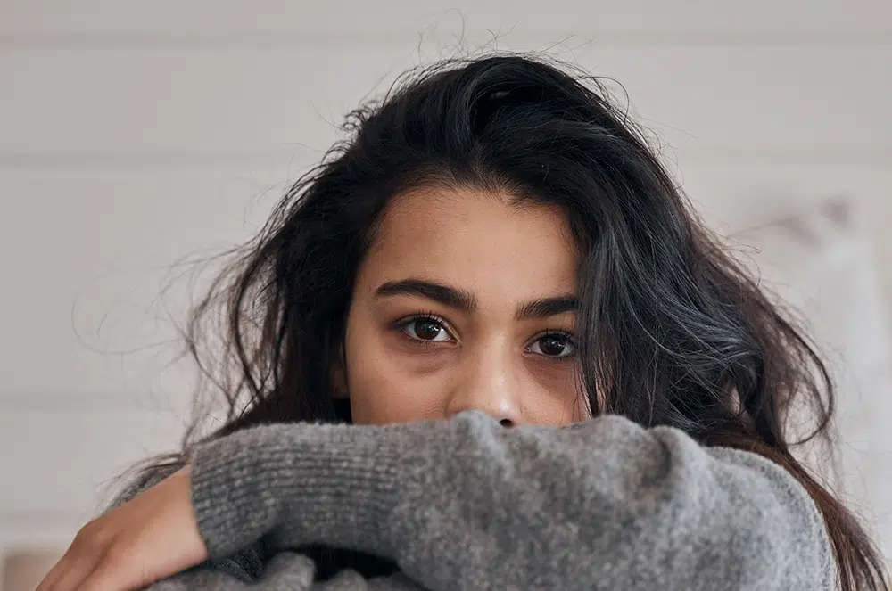 Close up of sad young woman