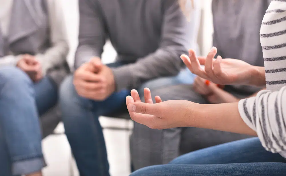 close up of group therapy