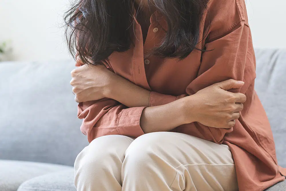 young woman thinking about problem, difficulty, feeling failure and exhausted, suffering from loneliness, grief sorrow